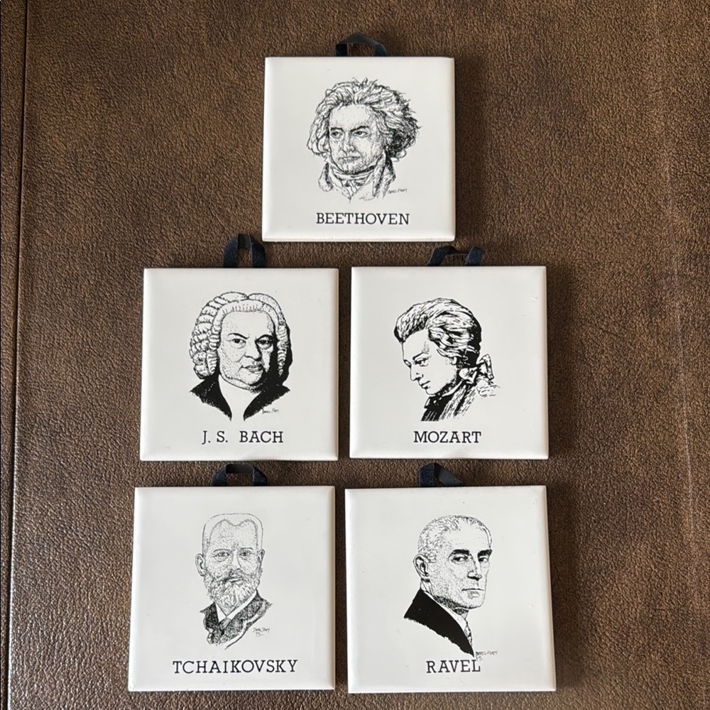 Vintage Classical Composers Ceramic tile Set of 5